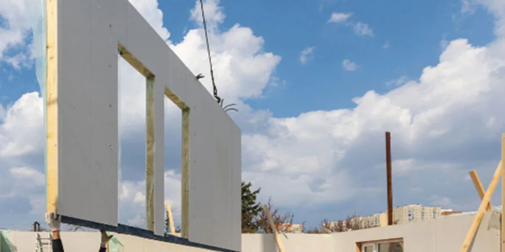 pared de casa modular con tablero mgo
