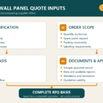 Conceptual decorative wall panel quotation input flow from specification and quantity to delivery basis