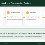 Konzeptdiagramm von Kanalkörper, Brandschutz, Schnittstellen und Systemnachweis